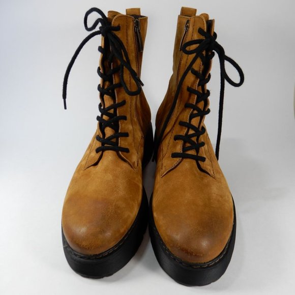 PAUL GREEN Gianna Lace Up Platform Moto Bootie BOOTS Size 9 Cognac NEW $499 - Picture 4 of 12